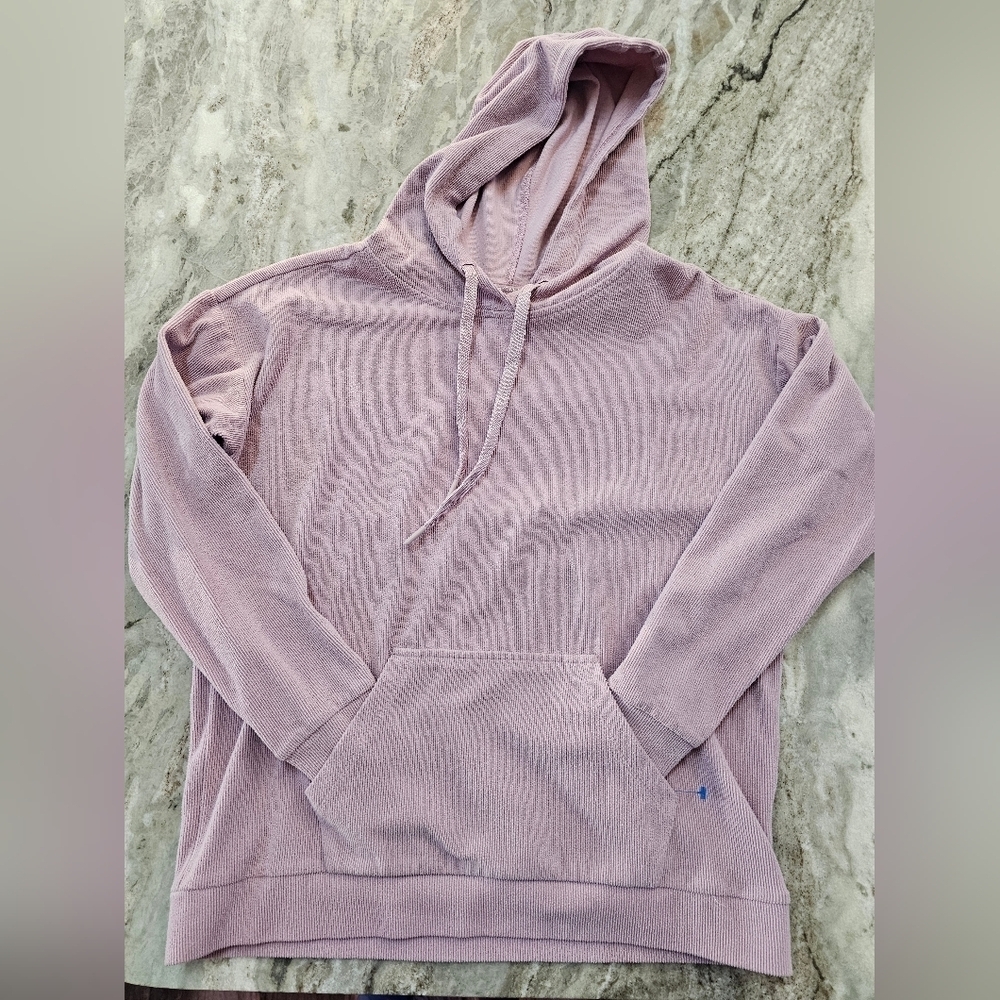 Marc New York Mauve Textured Hoodie Sweatshirt Small Waffle Knit Pullover